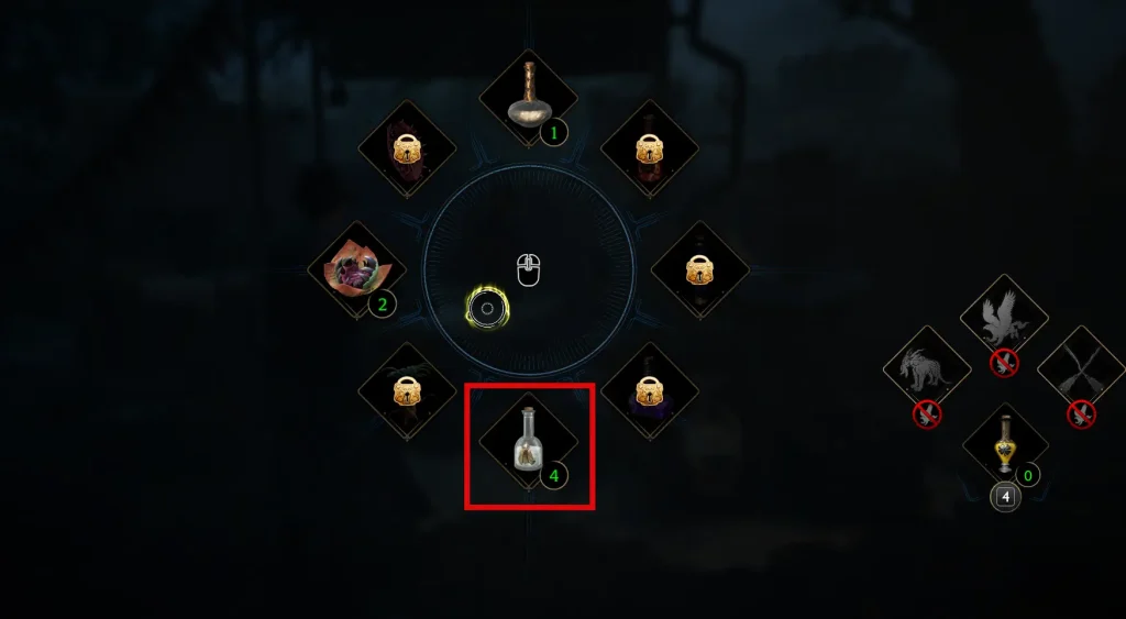 탭눌러서 물약선택후 마시기